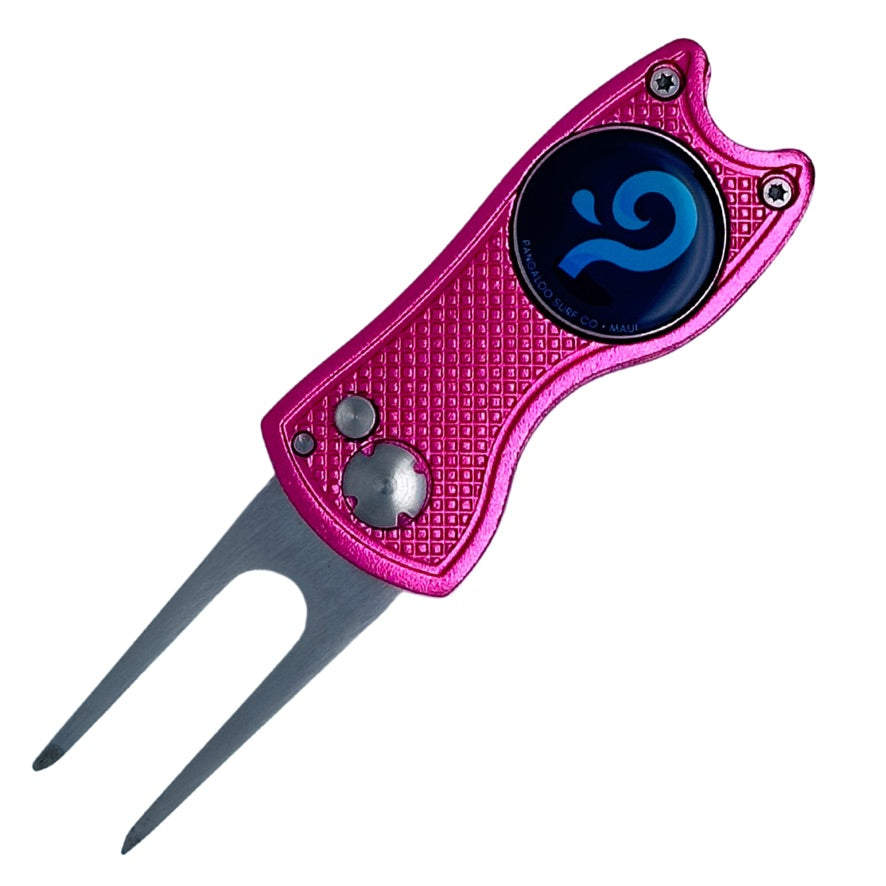 Folding Divot Tool w Magnetic Ball Marker (Pink)