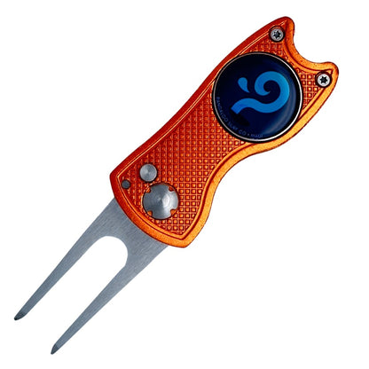 Folding Divot Tool w Magnetic Ball Marker (Orange)