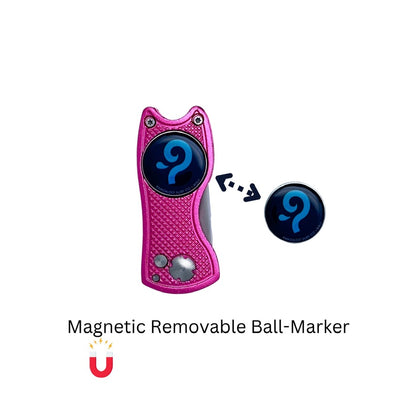 Folding Divot Tool w Magnetic Ball Marker (Pink)