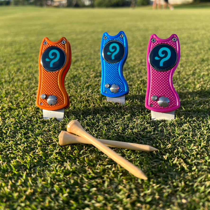 Folding Divot Tool w Magnetic Ball Marker (Orange)