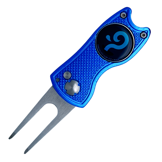 Folding Divot Tool w Magnetic Ball Marker (Blue)