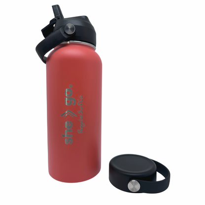 32 Ounce Insulated Water Bottle - she go. (Coral)