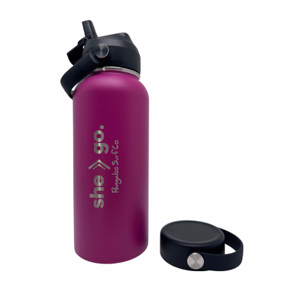 32 Ounce Insulated Water Bottle - she go. (Magenta)