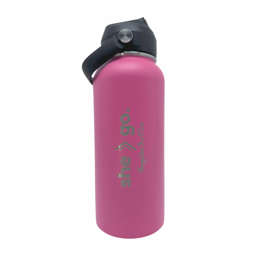 32 Ounce Insulated Water Bottle - she go. (Pink)