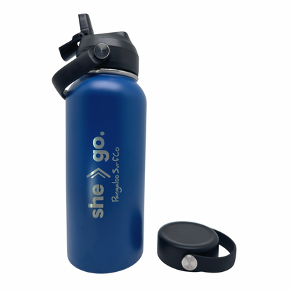 32 Ounce Insulated Water Bottle - she go. (Navy Blue)