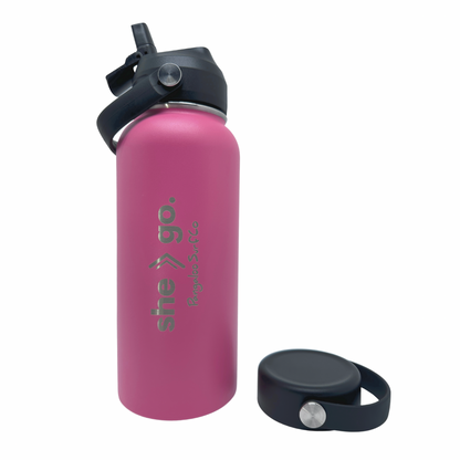 32 Ounce Insulated Water Bottle - she go. (Pink)