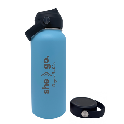 32 Ounce Insulated Water Bottle - she go. (Light Blue)