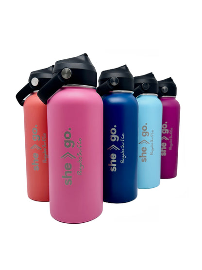 32 Ounce Insulated Water Bottle - she go. (Coral)