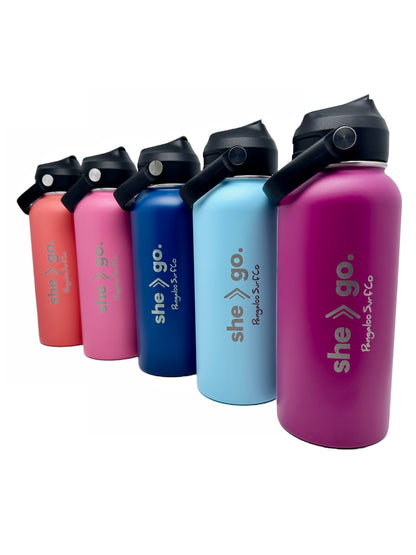 32 Ounce Insulated Water Bottle - she go. (Light Blue) – Pangaloo Surf Co